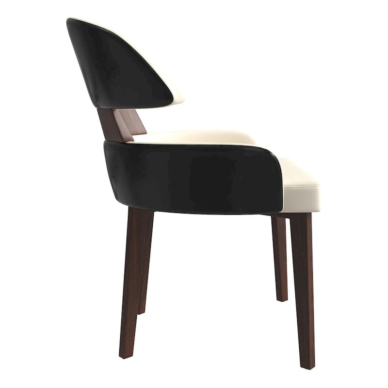 Leather Dining Chair with a Curved Back in Rubberwood Ethos Series by LeisureMod