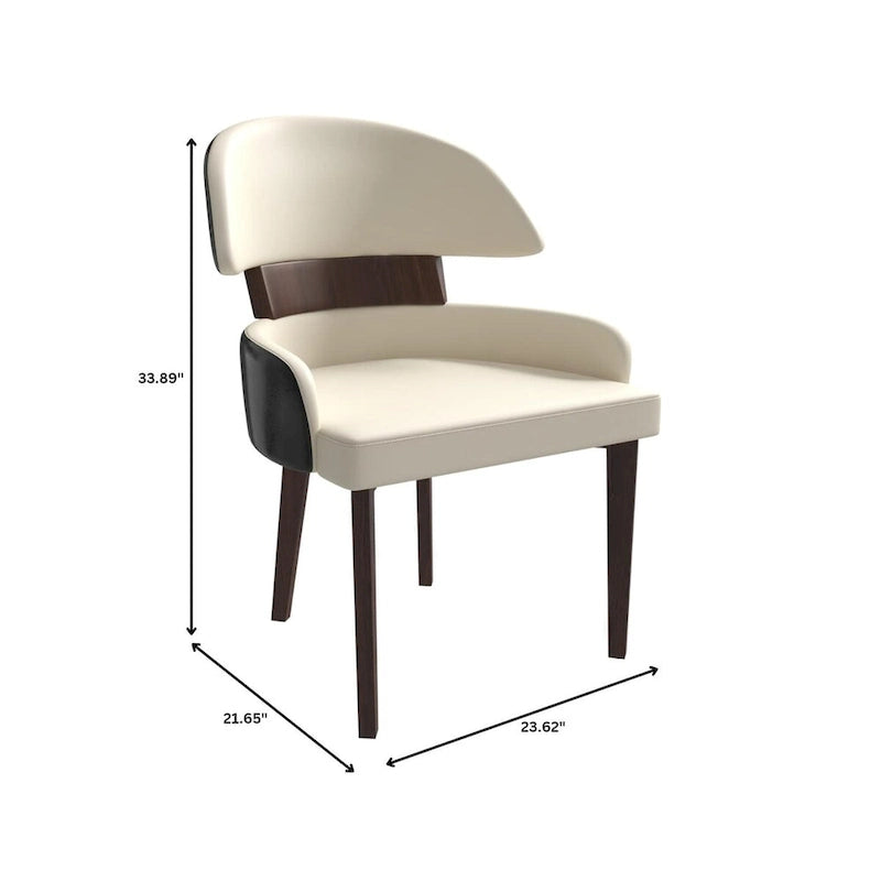 Leather Dining Chair with a Curved Back in Rubberwood Ethos Series by LeisureMod