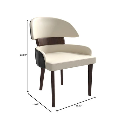 Leather Dining Chair with a Curved Back in Rubberwood Ethos Series by LeisureMod