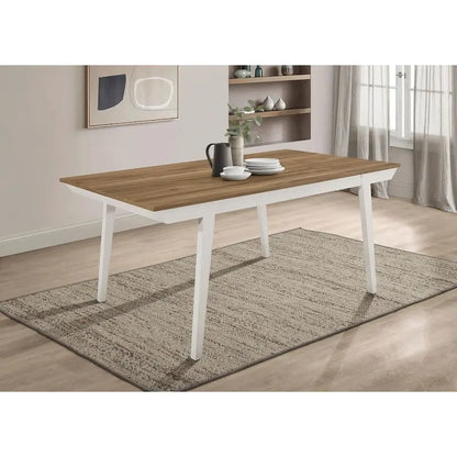Prospect Natural Acacia and Off White Dining Table with Flared Leg