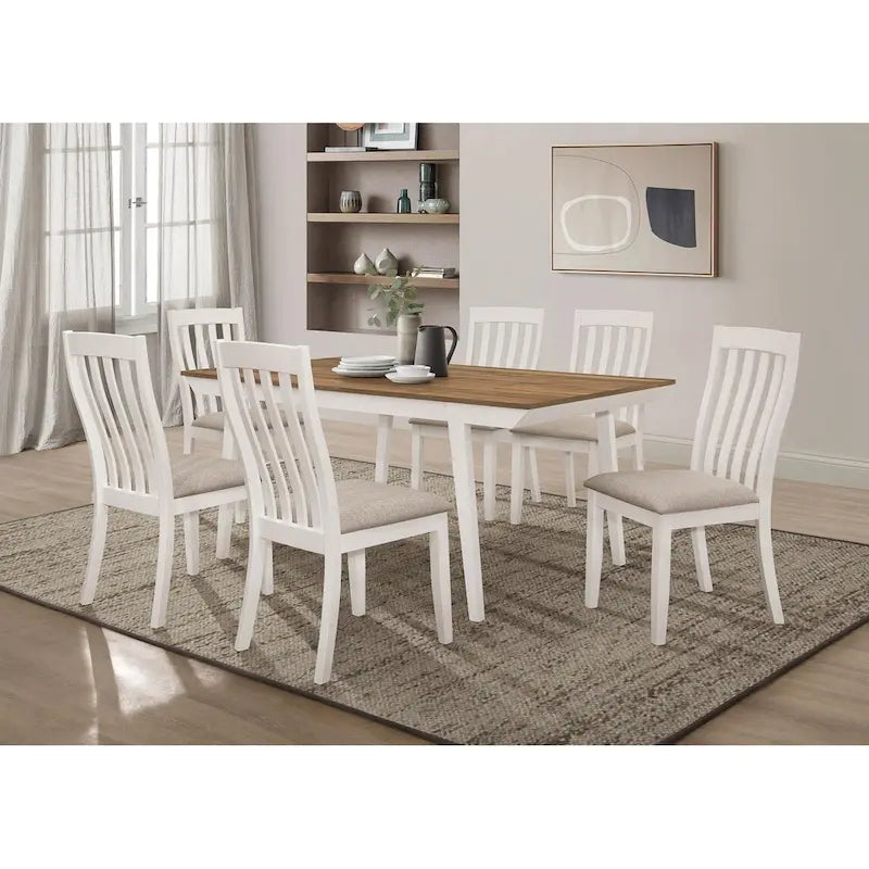 Prospect Natural Acacia and Off White Dining Table with Flared Leg