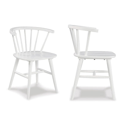 Roundhill Alwynn White and Natural Wood 7-piece Dining Set, Dining Table with 6 Windsor Chairs