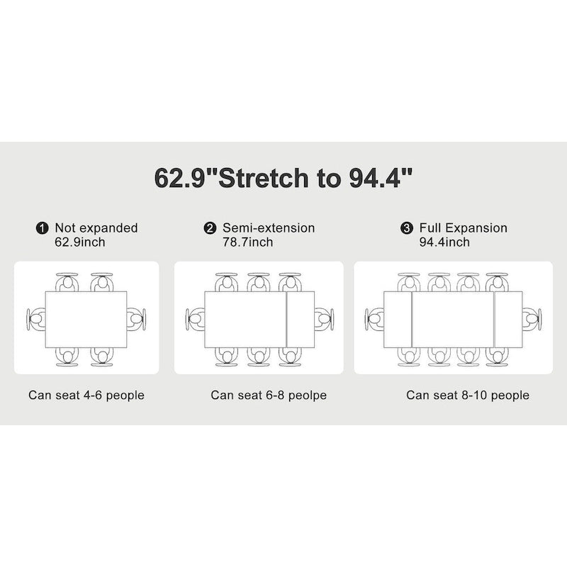 9 - Piece 94.48 Modern Minimalist Extendable Sintered Stone Top Dining Set with 8 Fabric Chair