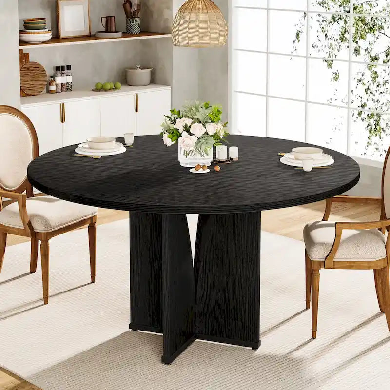 Wood 39.37-inch Round Dining Table for Kitchen Dining Room