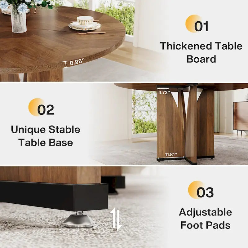 Wood 39.37-inch Round Dining Table for Kitchen Dining Room