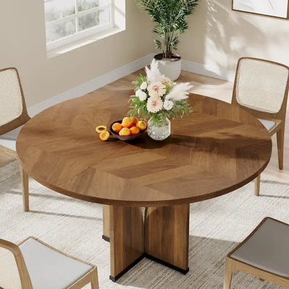 Wood 39.37-inch Round Dining Table for Kitchen Dining Room