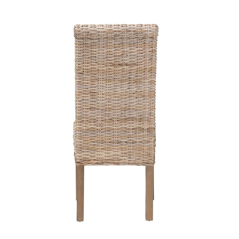 bali & pari Santiago Bohemian Grey Natural Kubu Rattan and Mango Wood Dining Chair
