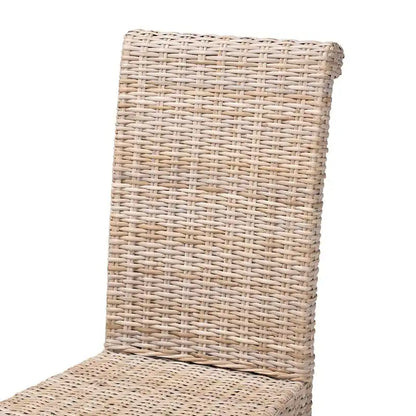 bali & pari Santiago Bohemian Grey Natural Kubu Rattan and Mango Wood Dining Chair