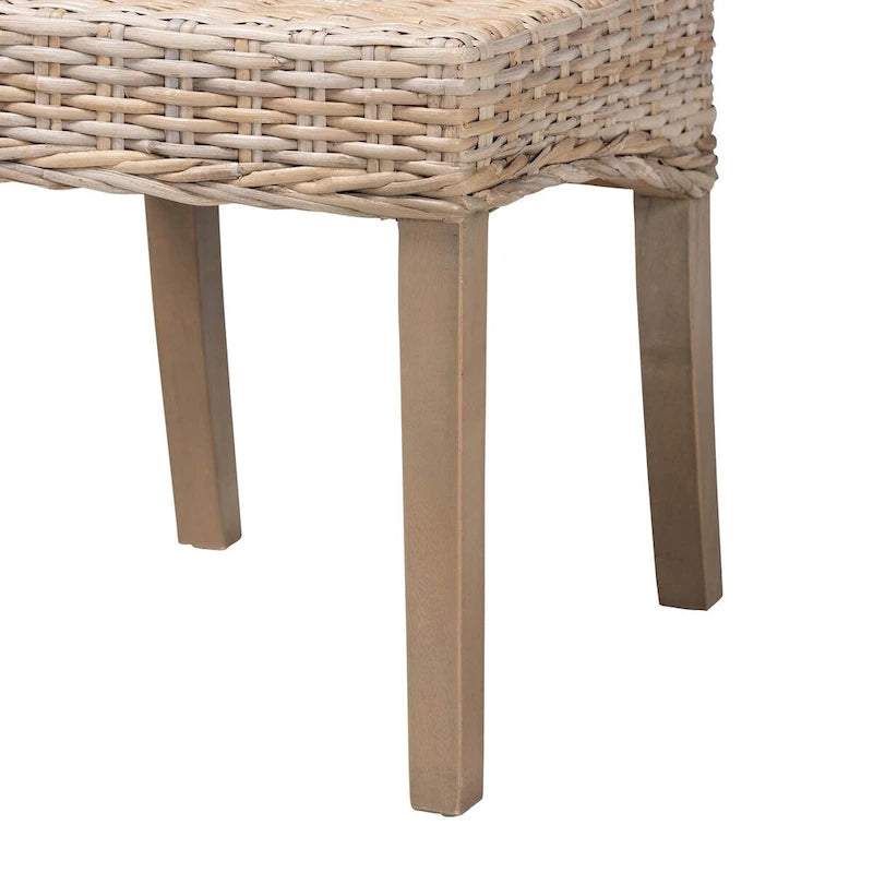 bali & pari Santiago Bohemian Grey Natural Kubu Rattan and Mango Wood Dining Chair
