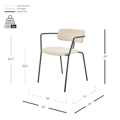 Alivia Fabric Dining Side Arm Chair, (Set of 2)