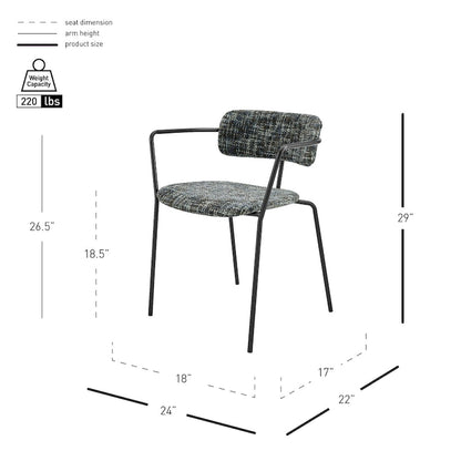 Alivia Fabric Dining Side Arm Chair, (Set of 2)