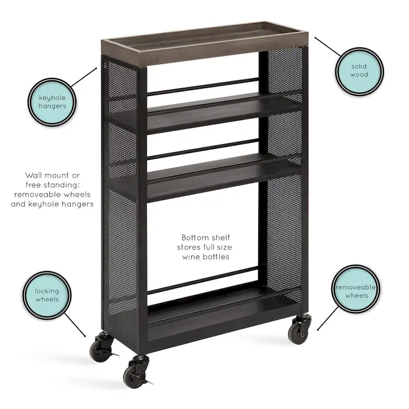 Kate and Laurel Piazza Storage Cart - 18x7x30