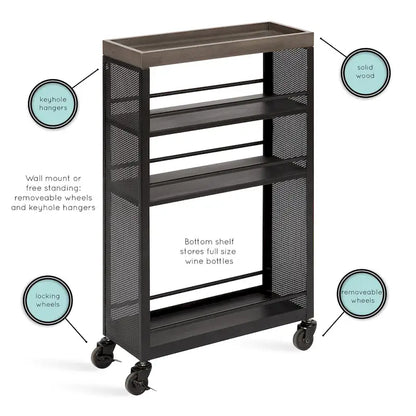 Kate and Laurel Piazza Storage Cart - 18x7x30