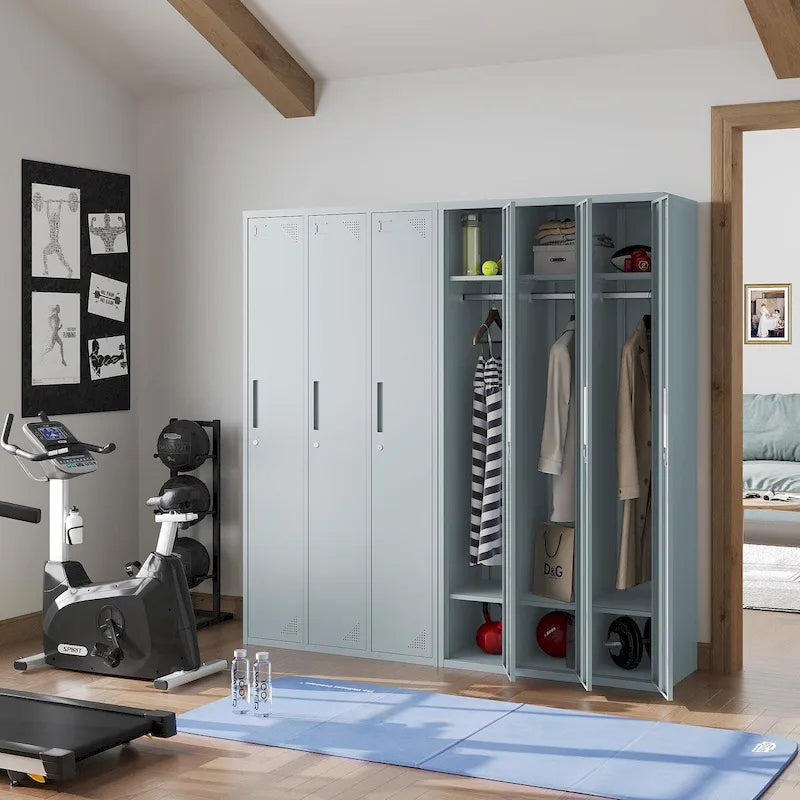 Steel School Locker with Key and 3 Doors