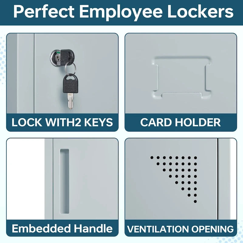 Steel School Locker with Key and 3 Doors