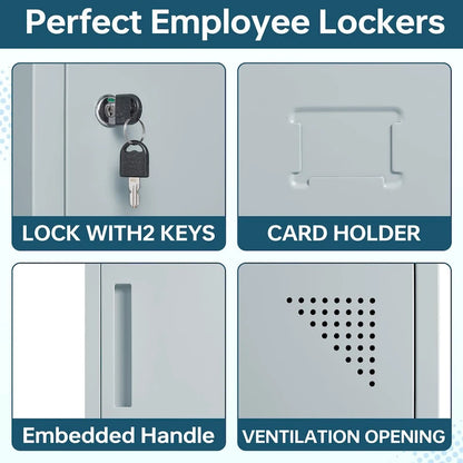 Steel School Locker with Key and 3 Doors