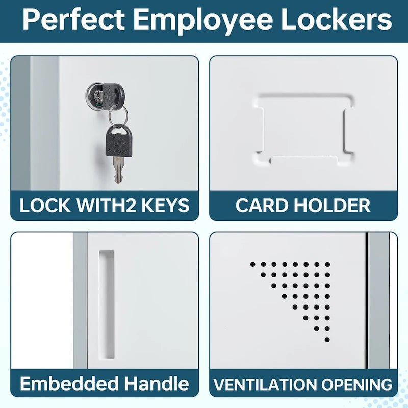 Steel School Locker with Key and 3 Doors