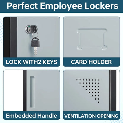 Steel School Locker with Key and 3 Doors