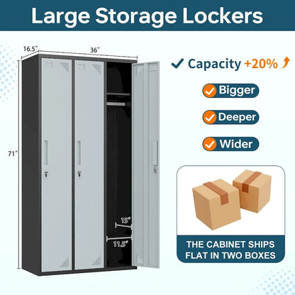 Steel School Locker with Key and 3 Doors