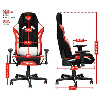 Techni Sport TSF72 Echo Gaming Chair With Built-In Headrest Pillow
