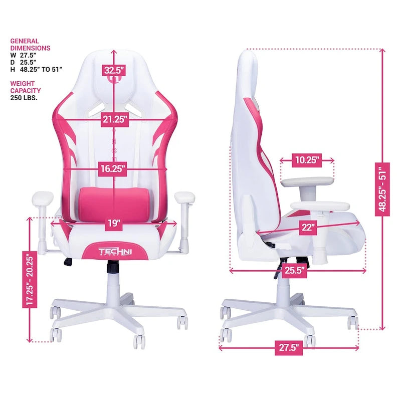 Techni Sport TSF72 Echo Gaming Chair With Built-In Headrest Pillow