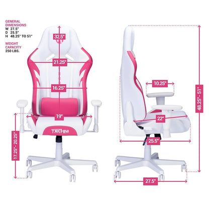 Techni Sport TSF72 Echo Gaming Chair With Built-In Headrest Pillow