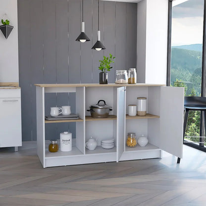 Kitchen Island for Dining Room, Kitchen, White / Light Oak