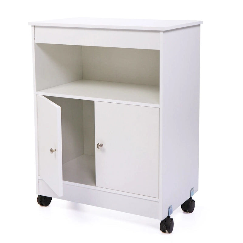 White Microwave Storage Cabinet with Universal Wheel - 24*14.6*30.8