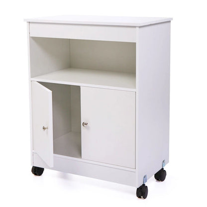 White Microwave Storage Cabinet with Universal Wheel - 24*14.6*30.8