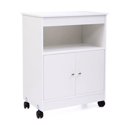 White Microwave Storage Cabinet with Universal Wheel - 24*14.6*30.8