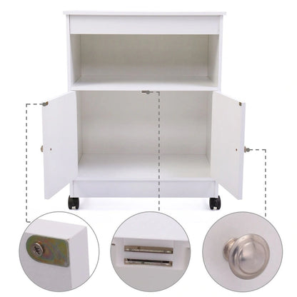 White Microwave Storage Cabinet with Universal Wheel - 24*14.6*30.8