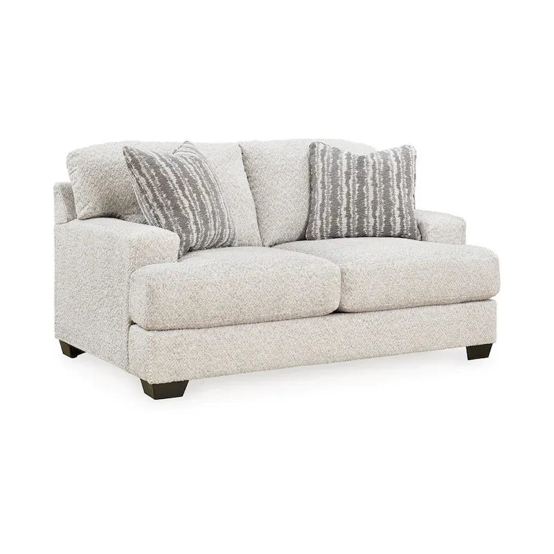 Emma 68 Inch Loveseat with 2 Accent Pillows, Oversized, Gray Polyester