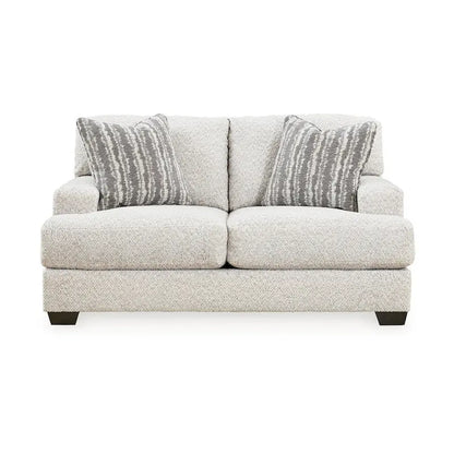 Emma 68 Inch Loveseat with 2 Accent Pillows, Oversized, Gray Polyester