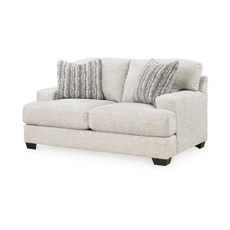 Emma 68 Inch Loveseat with 2 Accent Pillows, Oversized, Gray Polyester