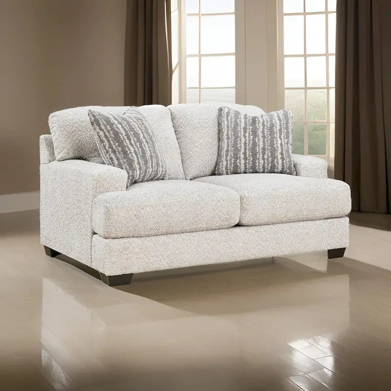 Emma 68 Inch Loveseat with 2 Accent Pillows, Oversized, Gray Polyester