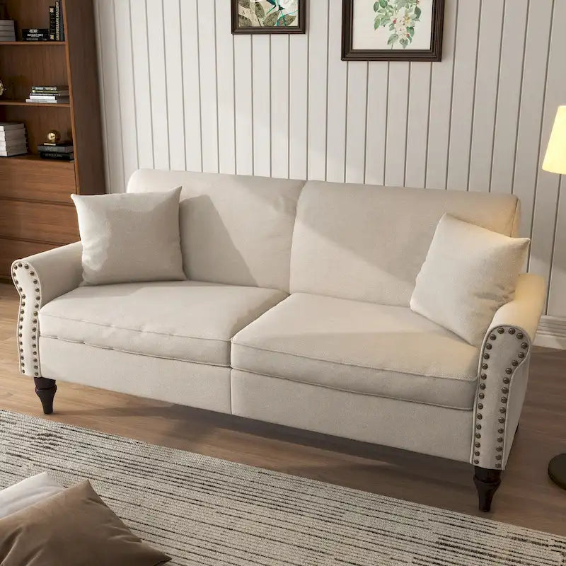 Modern 73 Nailhead Trim Loveseat Sofa