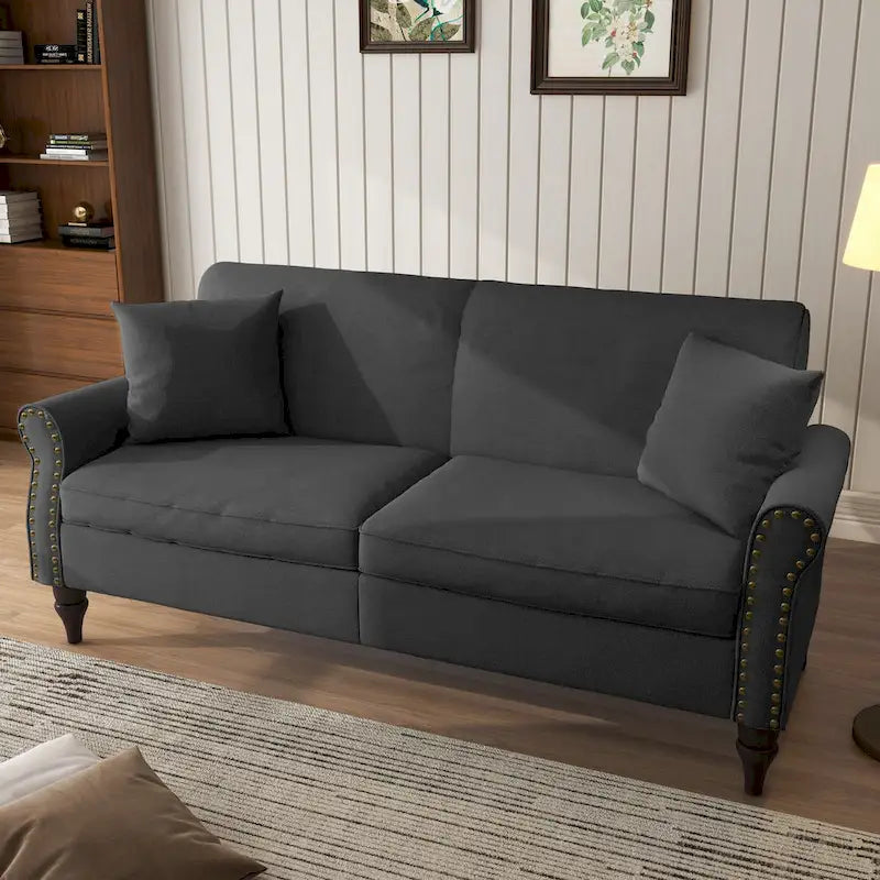 Modern 73 Nailhead Trim Loveseat Sofa