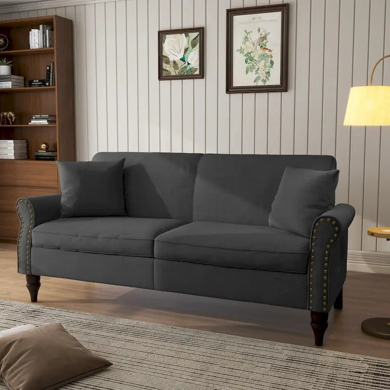 Modern 73 Nailhead Trim Loveseat Sofa