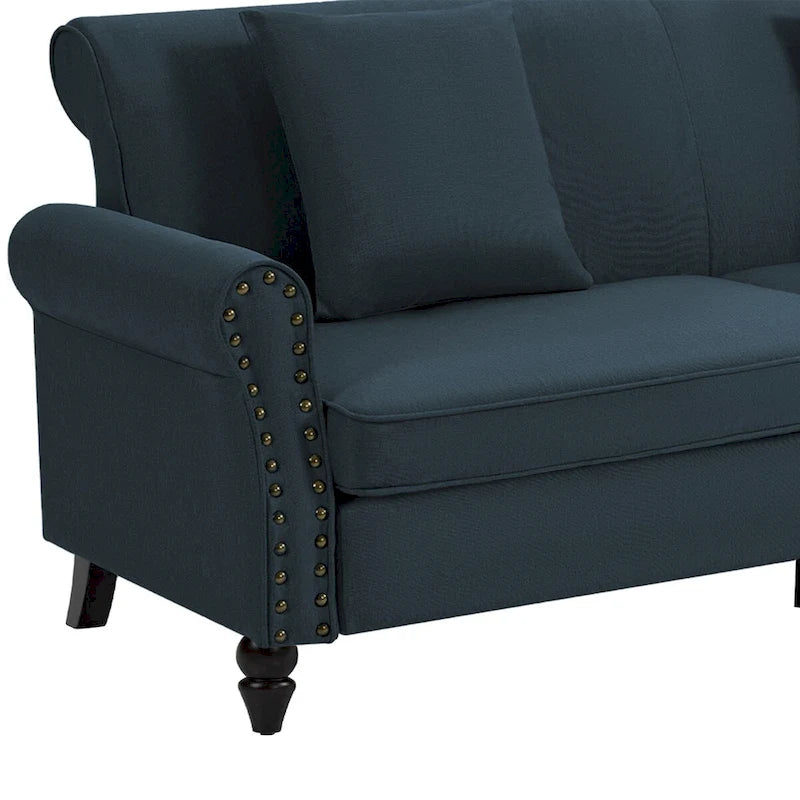Modern 73 Nailhead Trim Loveseat Sofa