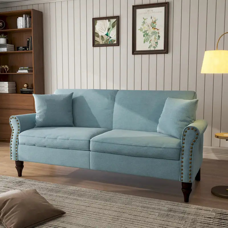 Modern 73 Nailhead Trim Loveseat Sofa