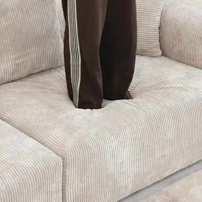 L-Shaped Couch Corduroy Sofa 5-seat Modular Large Sectional Couch with Ottoman for Living Room