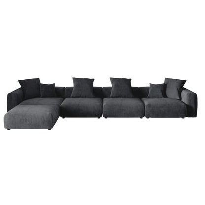 L-Shaped Couch Corduroy Sofa 5-seat Modular Large Sectional Couch with Ottoman for Living Room