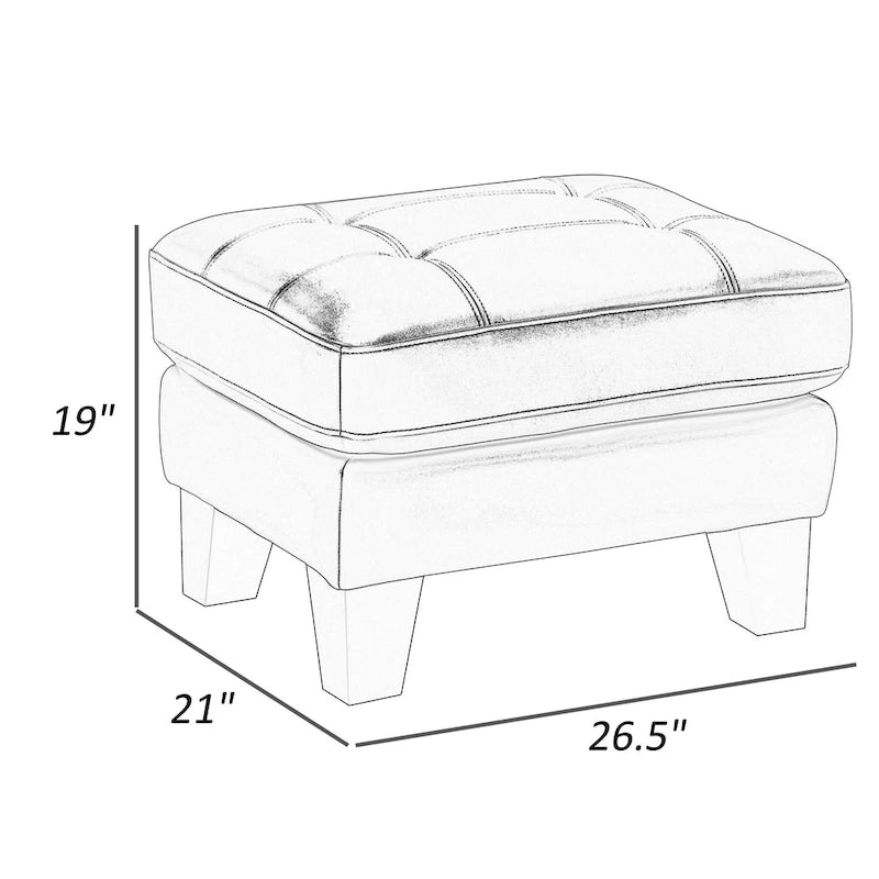 Sofy 27 Inch Ottoman, Dark Gray Top Grain and Faux Leather, Solid Wood