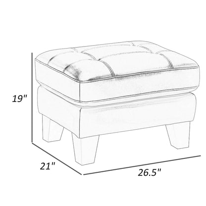 Sofy 27 Inch Ottoman, Dark Gray Top Grain and Faux Leather, Solid Wood