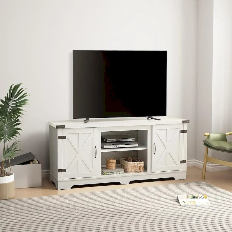 Roomfitters Modern Farmhouse TV Media Stand, Barn-Inspired Home Entertainment Console