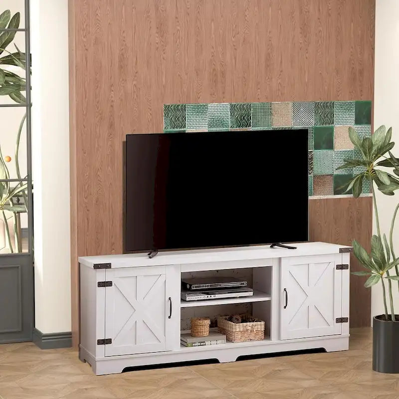 Roomfitters Modern Farmhouse TV Media Stand, Barn-Inspired Home Entertainment Console
