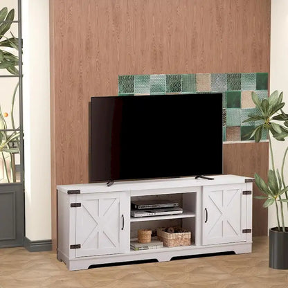 Roomfitters Modern Farmhouse TV Media Stand, Barn-Inspired Home Entertainment Console