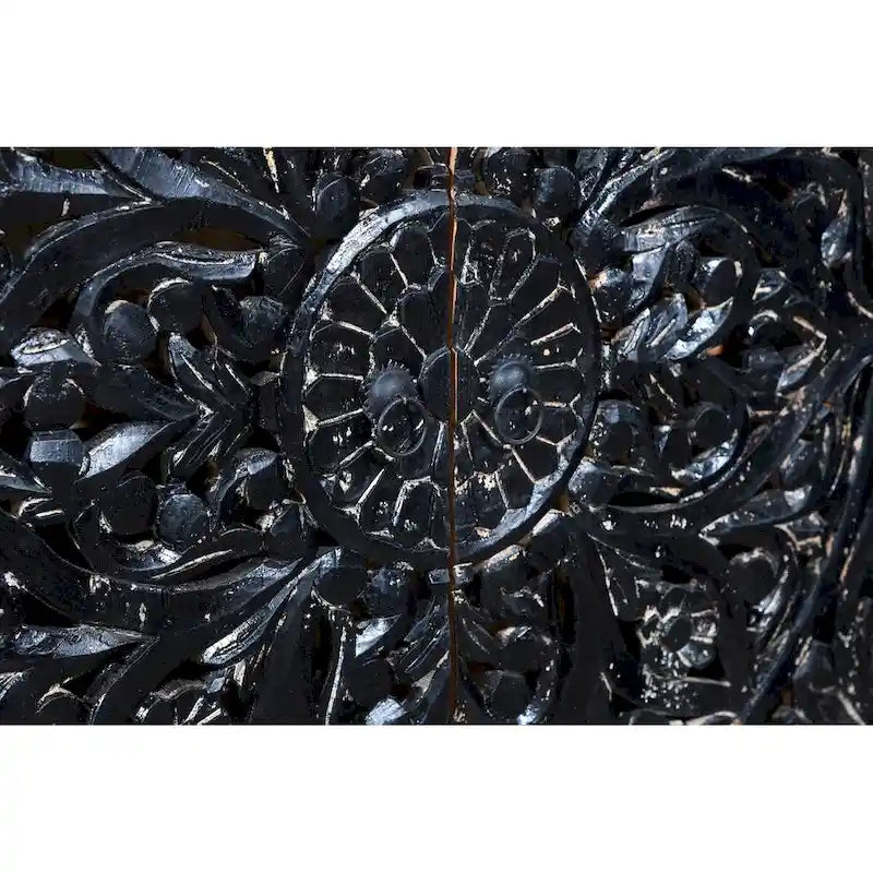 Hawk Black Hand carved 4 Door Sideboard Cabinet