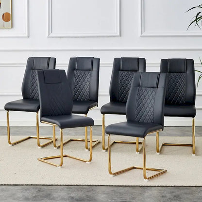 Modern dining chairs, set of 6, with faux leather soft cushion seats