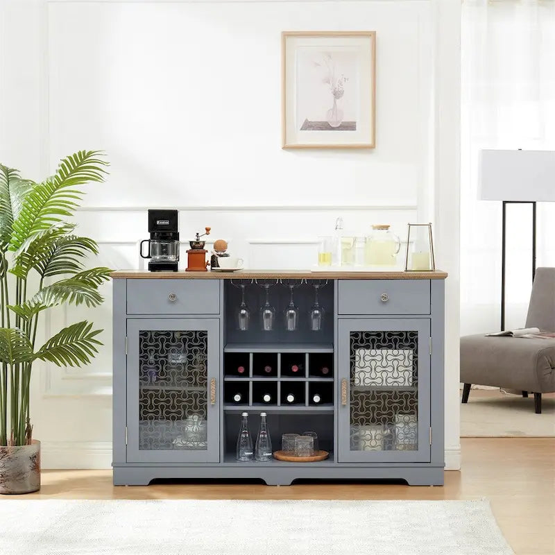Modern Farmhouse Buffet Cabinet,Sideboard with Drawers and Glass Door